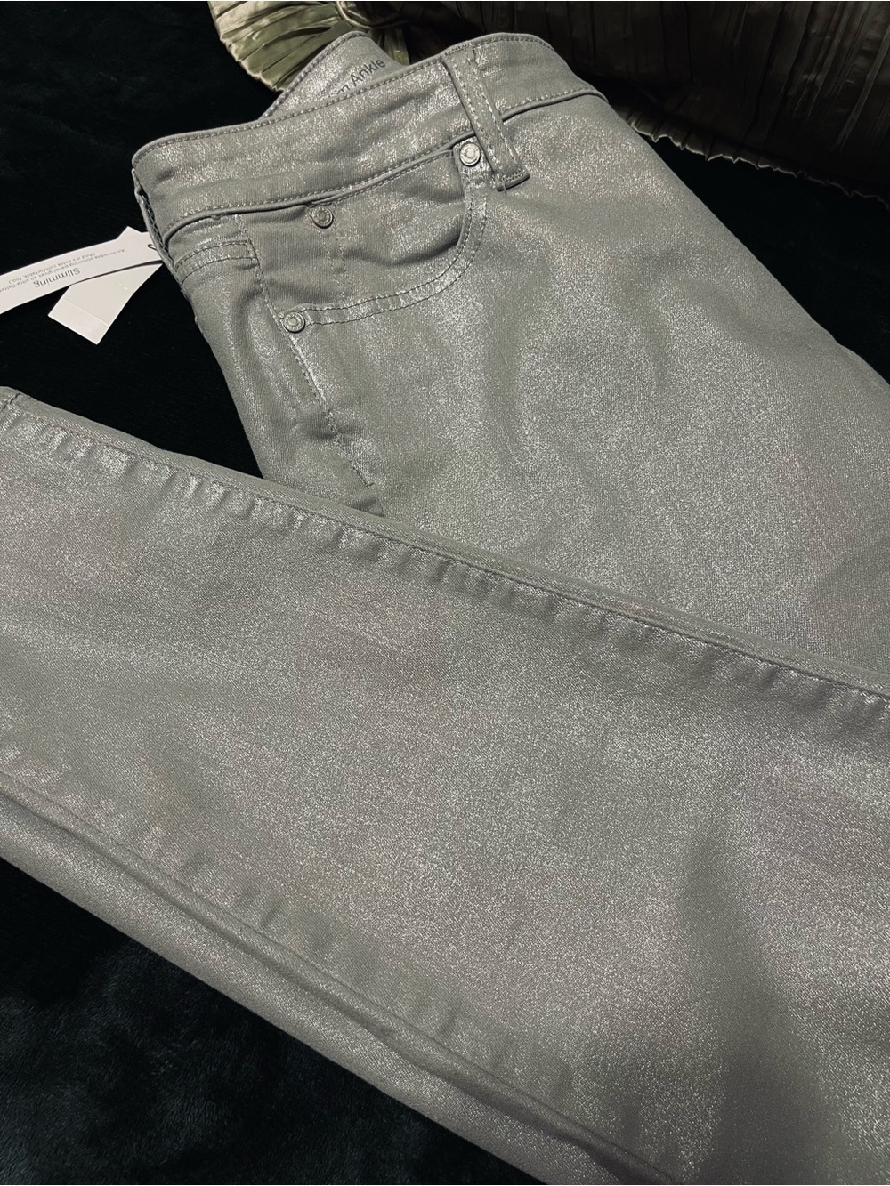 Talbots Metallic Silver Straight Leg, Women’s Jeans